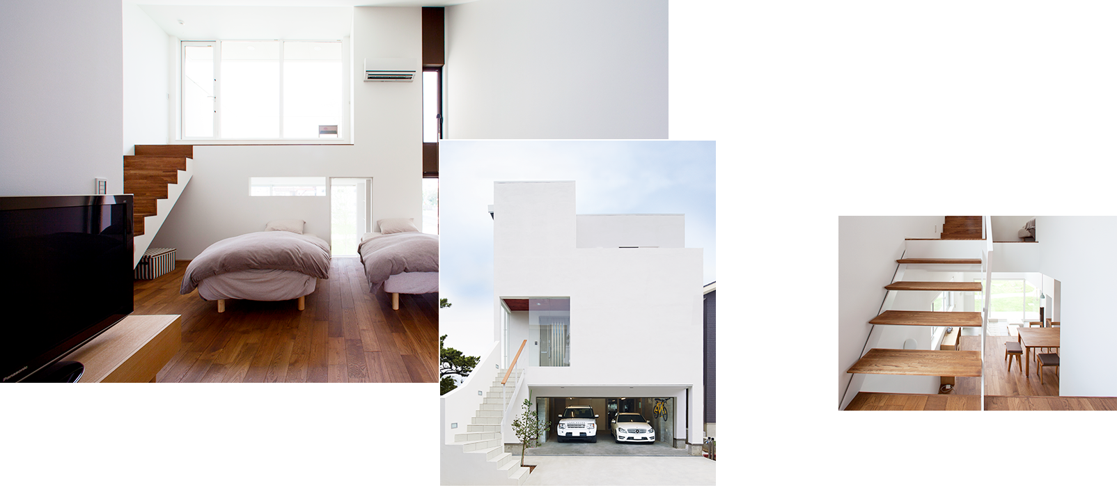 開口が広く、上質デザインのビルトインガレージの住まい。